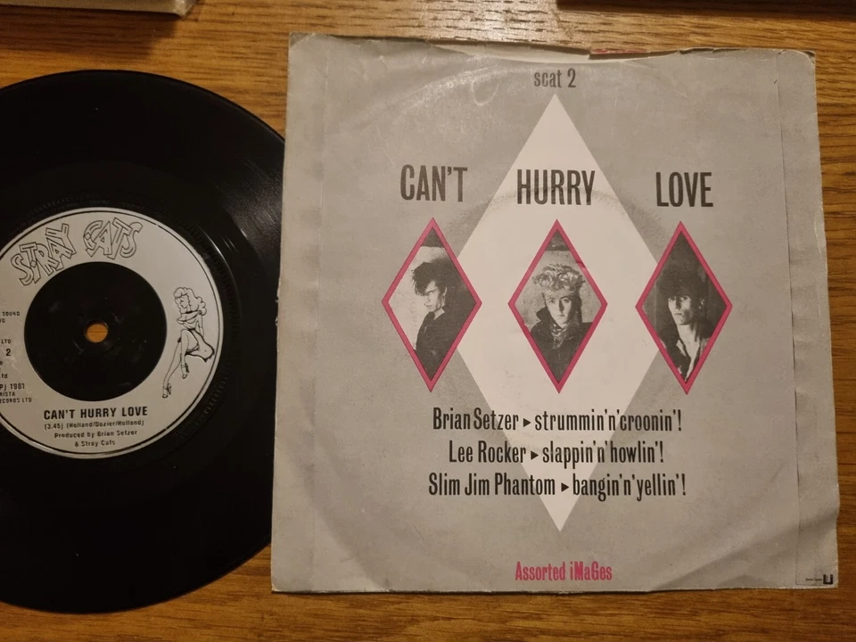 STRAY CATS - ROCK THIS TOWN CAN'T HURRY LOVE BRIAN SETZER ROCKABILLY 7" Foto 3 de 3