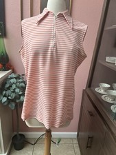 Vintage Jantzen Women's White w/ Pink Stripes Shirt Size XL