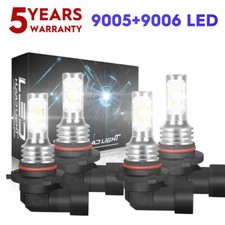 9005 9006 LED Headlight Kit 10000K Combo Bulbs High Low Beam Super Bright White