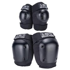 187 Killer Pads Knee Pads, Elbow Pads Combo Pack, Black, Small/Medium