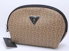 Travel Makeup Pouch Cosmetic Bag Guess Woman V7200491 Logo Mocha New