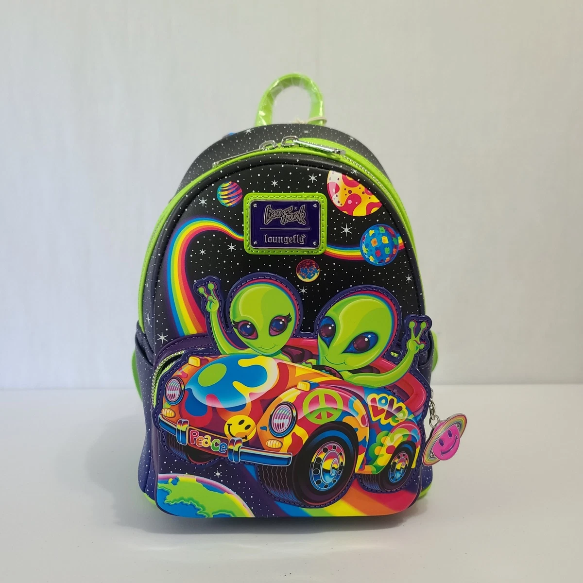 Loungefly Lisa Frank Cosmic Alien Ride Glow Mini Backpack NWT