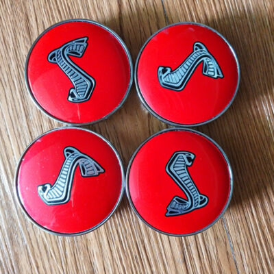 SET OF 4 Ford MUSTANG Red COBRA 2.25 Inch RIM Wheel Center Hub Caps US Seller