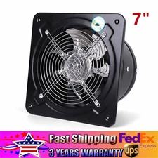 7" Super Quite Wall Exhaust Fan Bathroom Kitchen Garage Ventilation Vent Black