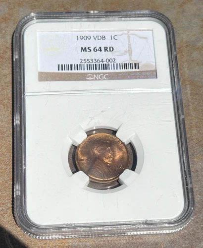 1909-VDB 1C MS64 RD - Lincoln Wheat Cent - NGC