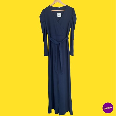 Quiz Damen Scuba Crepe Jumpsuit, Langarm, Navy, UK 18 | EU 46 | US 12