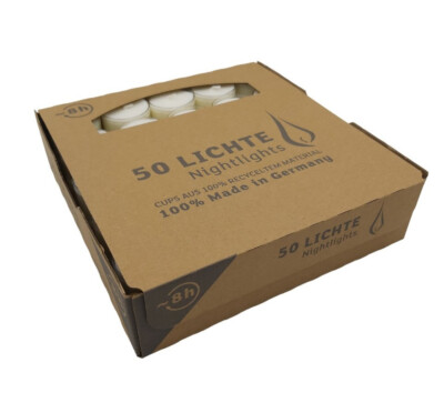 500 Teelichter Weiß Nightlights transparente Hülle Wenzel Großpackung