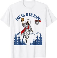 Funny Easter Design Jesus is Rizzin Basketball Theme Unisex T-Shirt