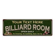 Personalized Billiard Room Green Custom Sign Game Room Pool 106180106001