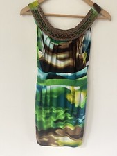 Bison Bisou by Michelle Bombat Dress Sleeveless Boho  Beaded  Festival  Cocktail