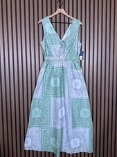 New Universal Thread Dress Small Green Gray Paisley Art Maxi Elastic Waist