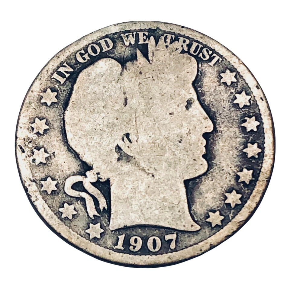 1907 D BARBER Liberty Head Half Dollar 50¢ US Coin Silver #107 - Image 3 of 4