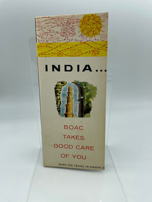 Vintage 1960's BOAC British Airways India Travel Brochure - Delhi City Map