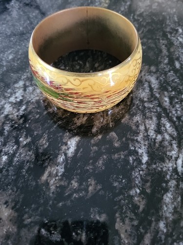 Brazalete Pulsera Esmalte Latón Pluma Pavo Real Tabla de Tallas En Fotos S/M Muñeca - Imagen 5 de 8