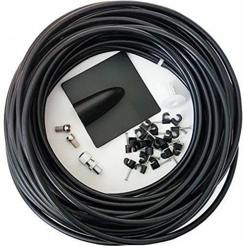 25m Black Rg6 Coaxial/coax Cable Extension Kit for Indoor and Outdoor