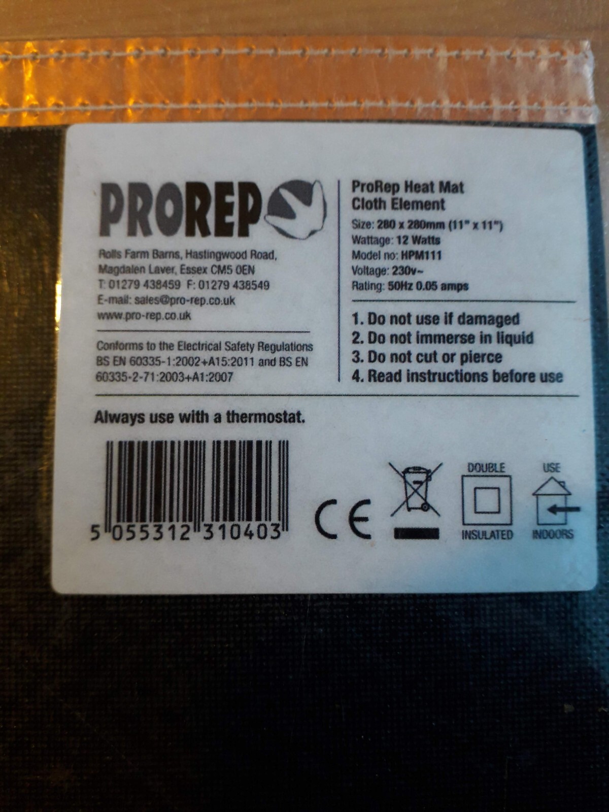 Reptile vivarium and accessories including heat mat, thermostat and UVB