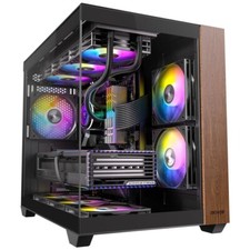 Genuine Walnut Wood PC Case, Pre-Installed 4 x 120mm ARGB  PWM Fans, Type-C ...