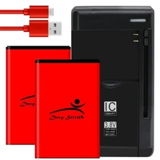 Long Endurance 2x 2250mAh Battery Universal Charger Cable for LG Optimus Q L55C