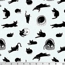 Black White Cats Icy Chillin Black Void Cats Cotton Fabric Dear Stella