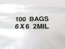 6x6 Clear 2 Mil Reclosable Bags 500 Poly Bags Zip Seal Lock Bags 6" Square
