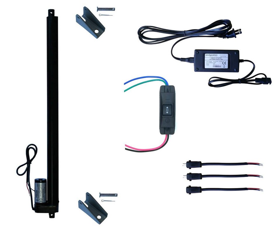 WindyNation 12V Linear Actuator + UP Down Switch + Power Supply ...