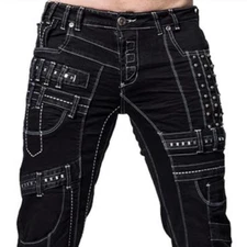 K&M Kosmo Lupo TAPE Mens Jeans Clubwear Denim black all Sizes