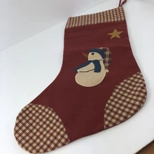 Stocking/ Snowman 18” Home Collections by Raghu Primitive Hand Appliqued