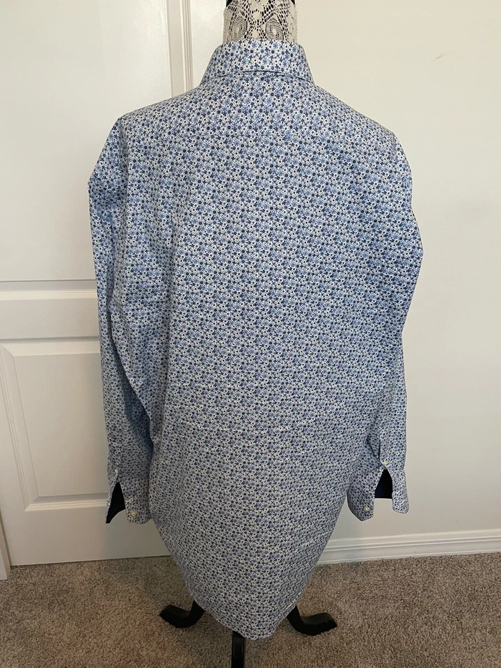 CAMISA HOMBRE 2XL ED CAMICERIA LINEA DORADA BARCELONA AZUL(S) FLORAL MANGA LARGA-USADA EN EXCELENTE ESTADO Foto 4 de 4