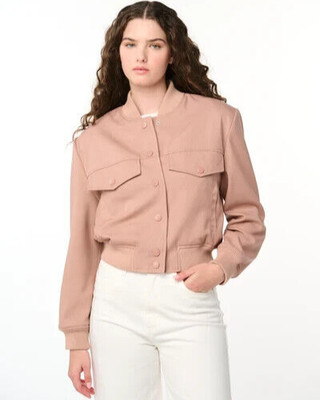 Blank NYC Rose Bomber Jacket Woven With Pockets Large NWT