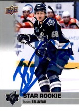 Isaac Belliveau Signed 2019-20 Upper Dek CHL Star Rookie card Rimouski Oceanic
