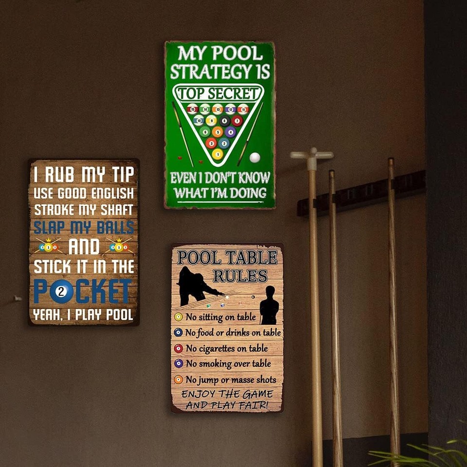 Billiard Room Wall Decor Pool Hall Tin Sign Billiards Metal Signs
