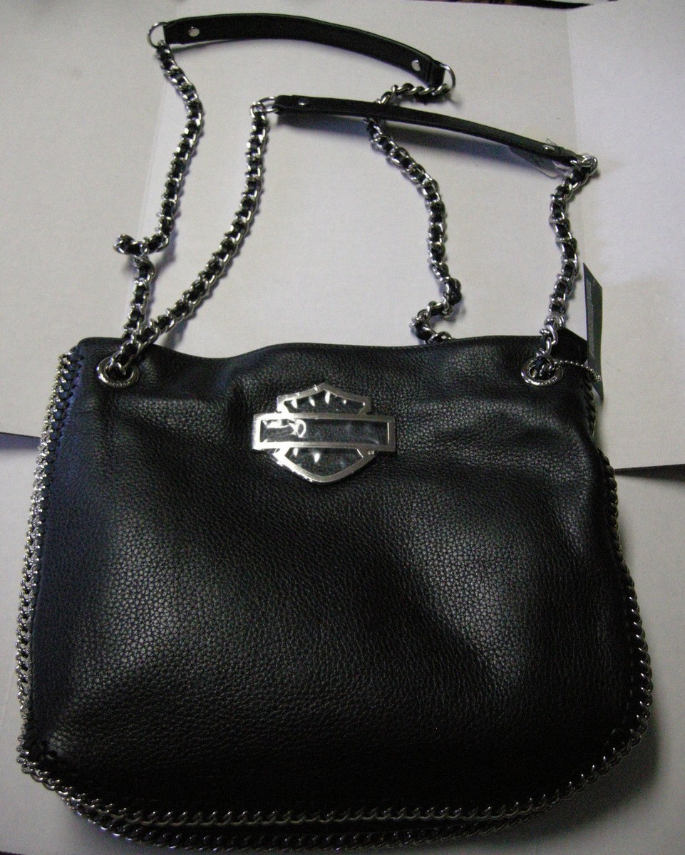 Harley-Davidson Purse, Black Leather, Double Handle or Crossbody
