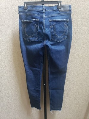 True Religion Jennie Curvy Mid Rise Super Skinny Jeans Size 33W x 28L Blue 