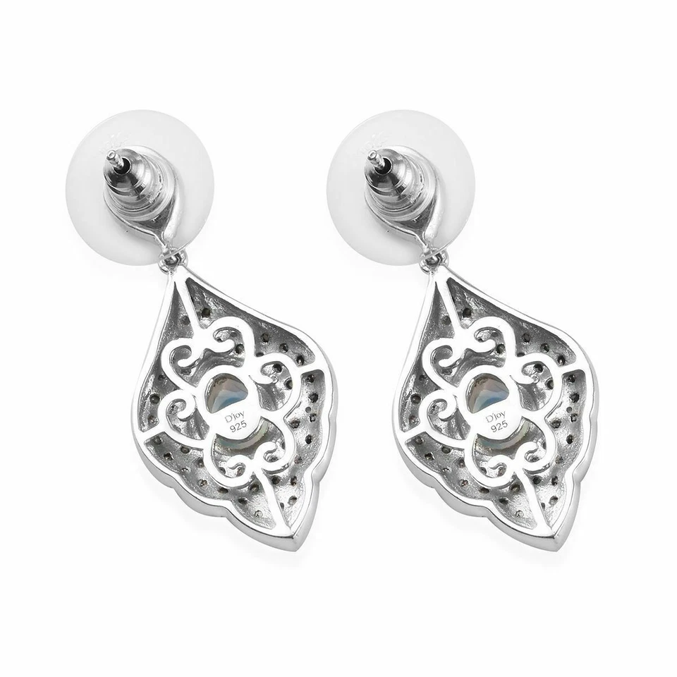 Pendientes etíopes Welo ópalo y espinela negra rodio negro plata de ley T565 Foto 3 de 4