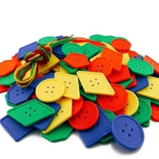 120 PCS Big Button Threading Toy Assorted Bright Plastic Crafts Sewing Kid