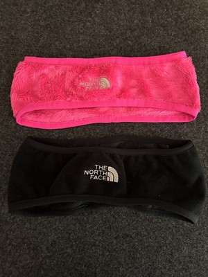The North Face Cozy Fleece Headband Ear Warmer Embroidered Logo Pink & Black