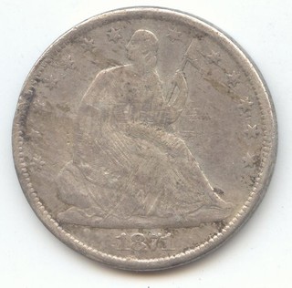 1871 Seated Liberty Half Dollar Fine Details True Auction No Reserve