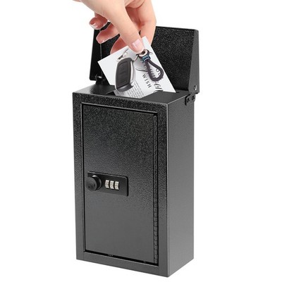 Wall-Mounted Key Drop Box with Combination Lock, Metal Mailbox, Indoor&Outdoo...
