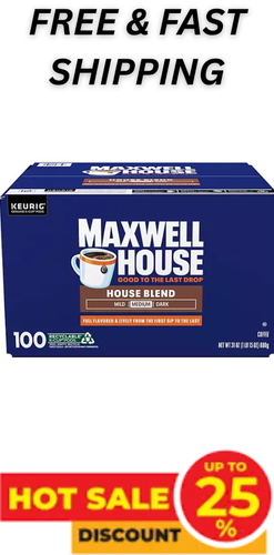 Maxwell House House Blend Medium K-Cup Coffee Pods 100 countt. Free Shipping - Afbeelding 1 van 6