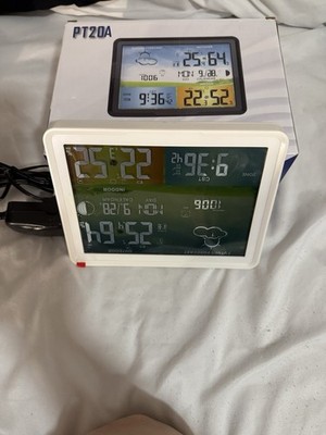 PT20A LCD Weather Station Wireless Forecast Temp Humidity Barometer Clock White