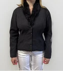 Vintage 1990s 90s Thierry Mugler Womens Fur Jacket wool cashmere blazer  44