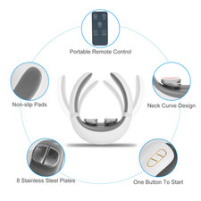 Portable Heated Neck Massager With Remote Control, TENS EMS Technology 8 Massage