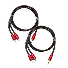 AudioQuest Golden Gate RCA Cable; 1m Stereo 3.5mm to RCA Interconnect; Lot of 2