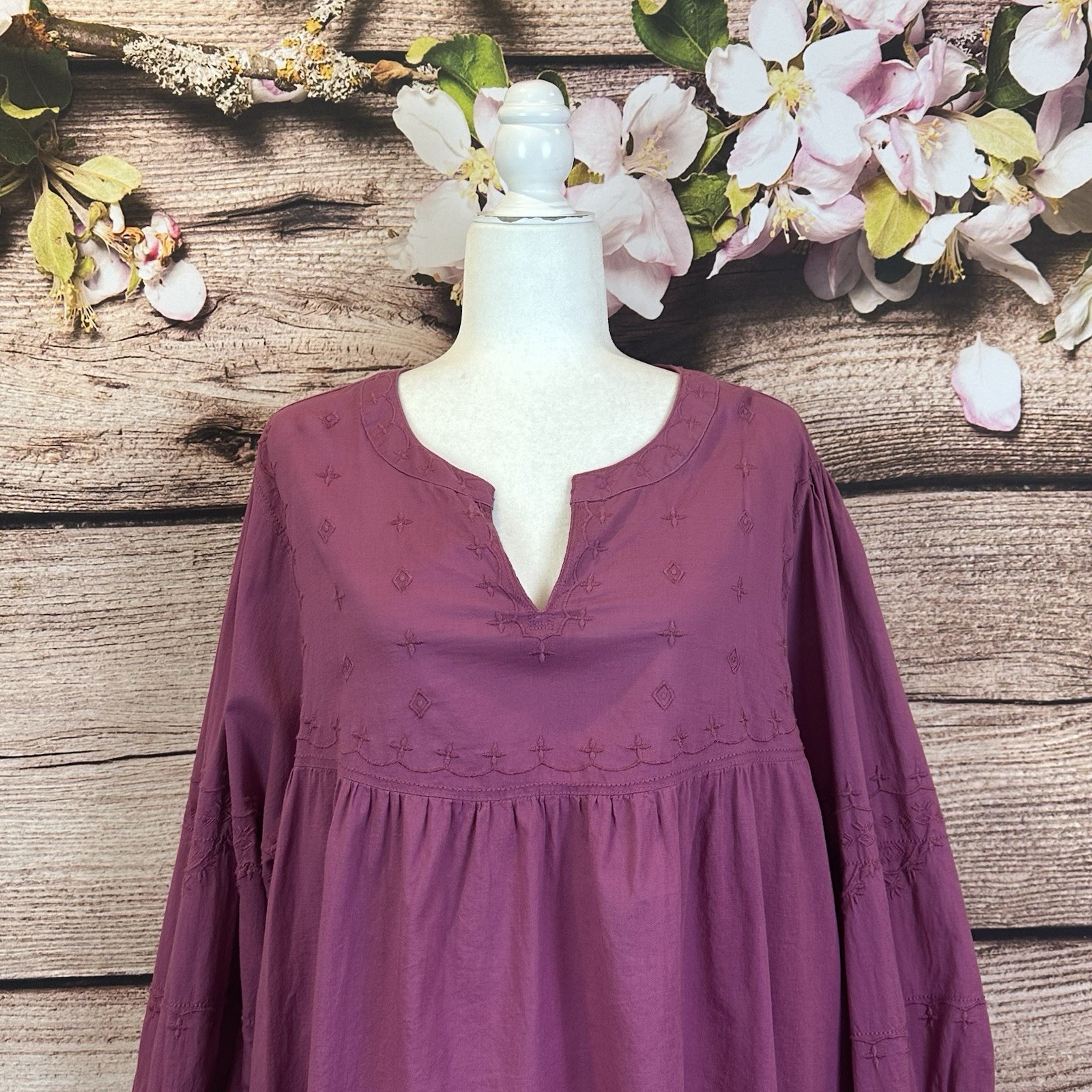 Women’s Cotton Solid Abstract Embroidered Tie Sle… - image 2