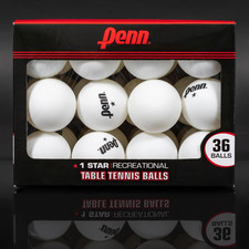 Penn 40mm 1-Star White Ping Pong Balls, Box of 36 Official Tournament Size Table