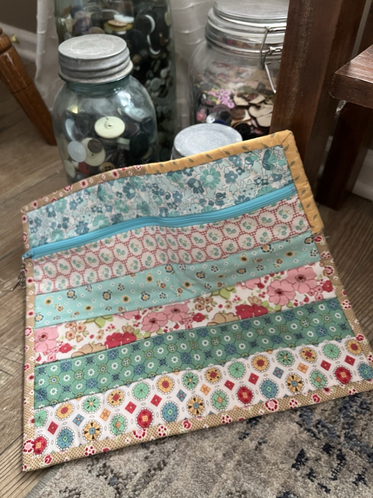 Quilted Cross Stitch Project Bag
