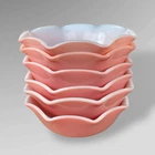 Hazel Atlas Pink Ripple Crinoline 6 Cereal Bowls 5 3/4" Vintage 1940s 1950s