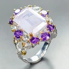 Handmade 8 ct+ Natural Lavender Quartz Ring 925 Sterling Silver Size 8 /R462992