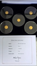 2.5g 5x 0.5g Coins 24ct Gold Proof Set, Elizabeth II 95th G&D laurel RNLI ve day