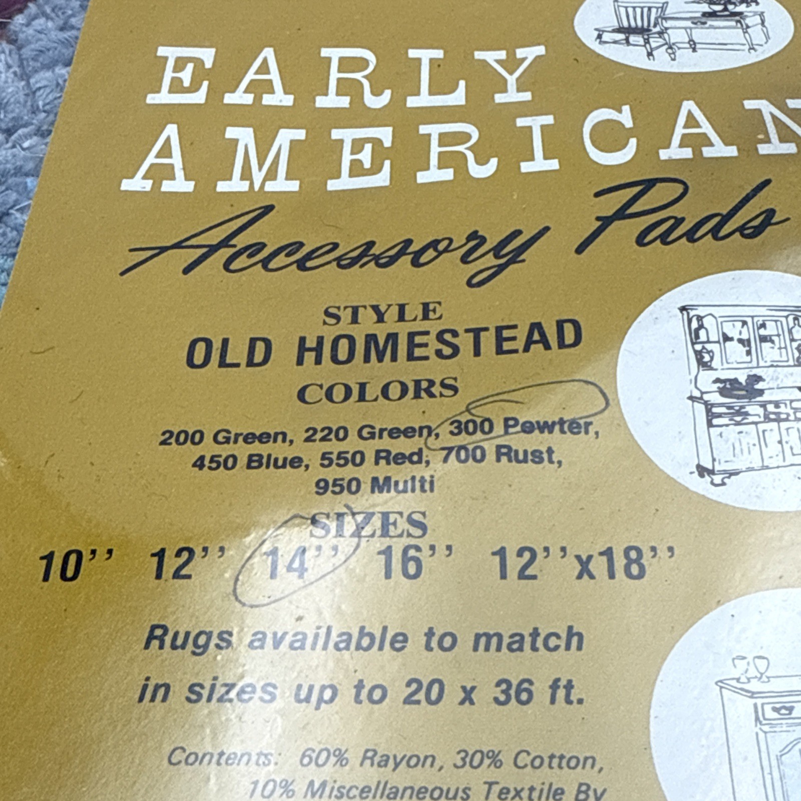 Capel Early American Accessory Pads Old Homestead 14" Braided Chair Seat Pad NEW